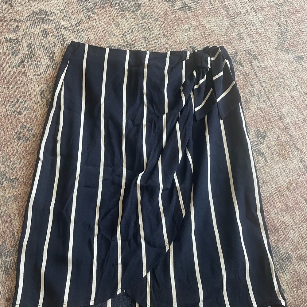Loft Navy and White Striped Skirt